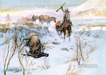  Dinner Painting - christmas dinner for the men on the trail 1905 Charles Marion Russell